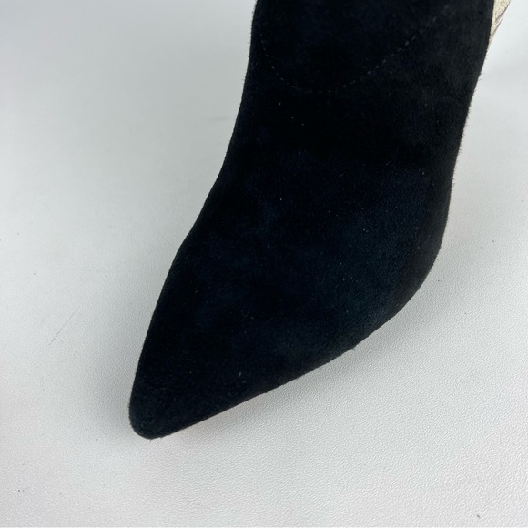 Loeffler Randall Lia Black Ivory Suede Snake Print Block Heel Bootie 6 - Picture 9 of 16